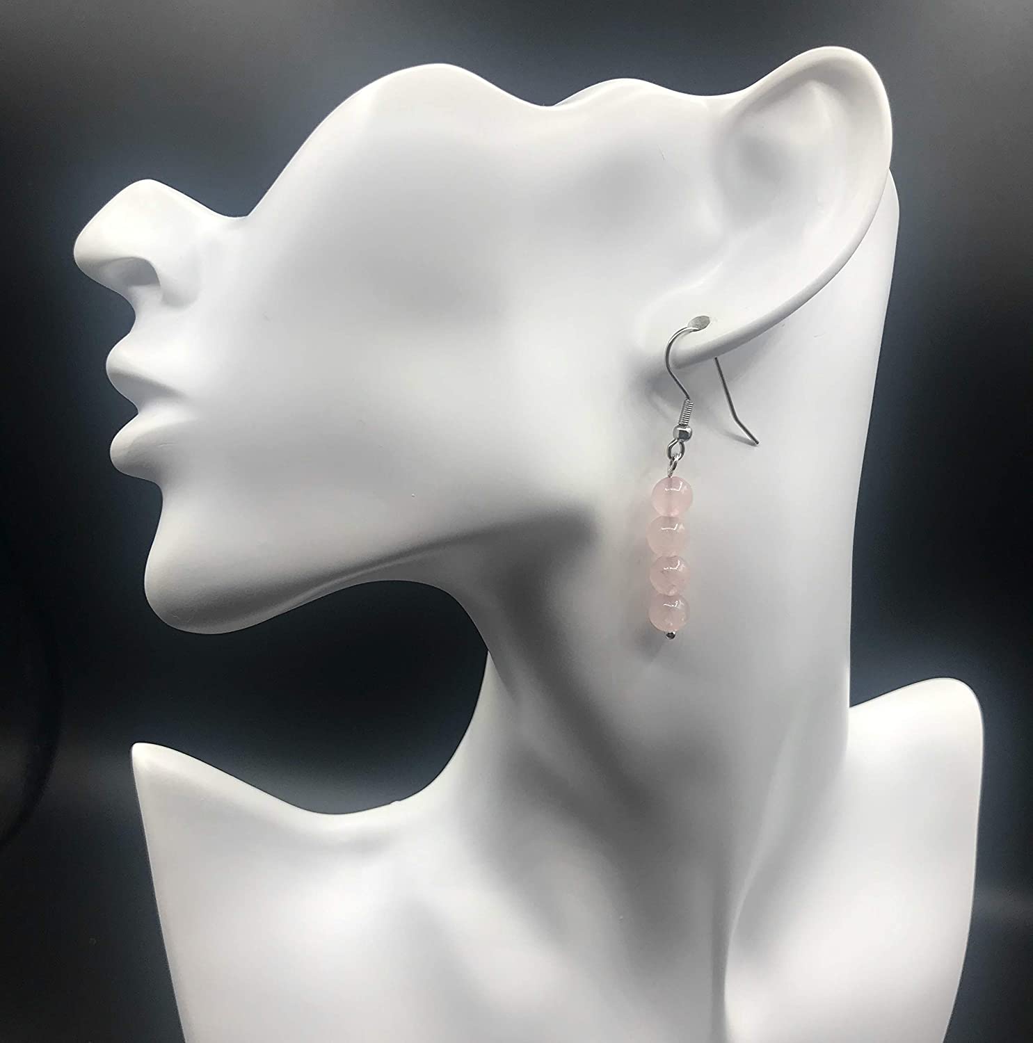 Pink Rose Quartz Rhodium Over Sterling Silver Dangle Earrings - JSM232 |  JTV.com